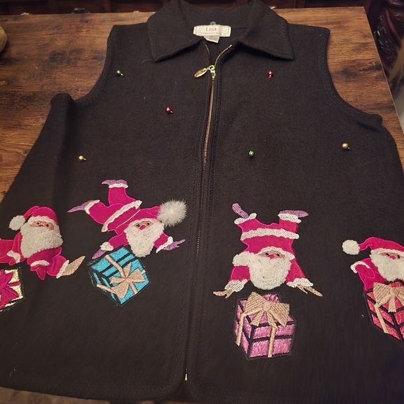 Lisa International Black Santa Vest - Picture 1 of 3